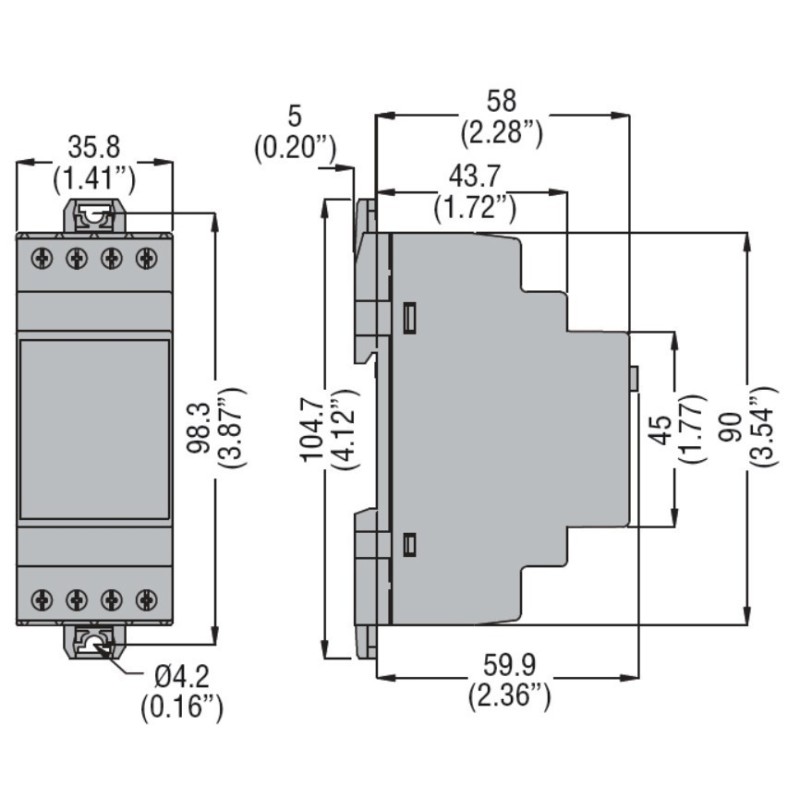Rele' di livello monotensione a ripristino automatico 24V Lovato LVM20A024 dimensioni