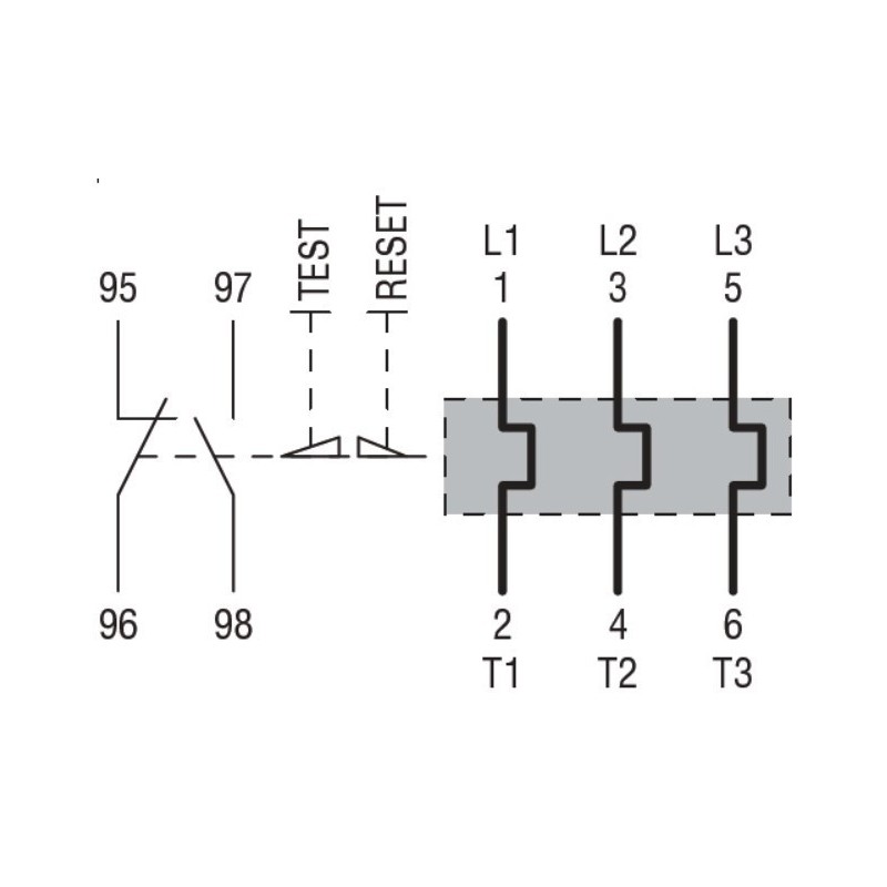 Rele' protezione motore sensibile alla mancanza di fase 2…3,3A Lovato 11RF933 schema elettrico