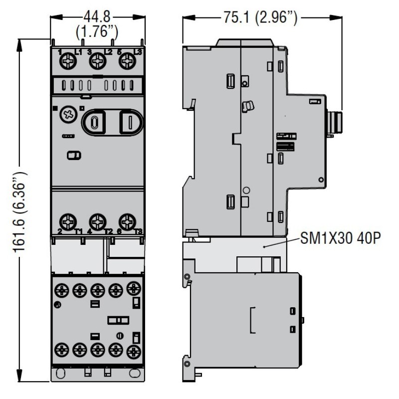 Blocchetto connessione contattori BF26 BF38 con Salvamotore SM1P Lovato SM1X3241P dimensioni