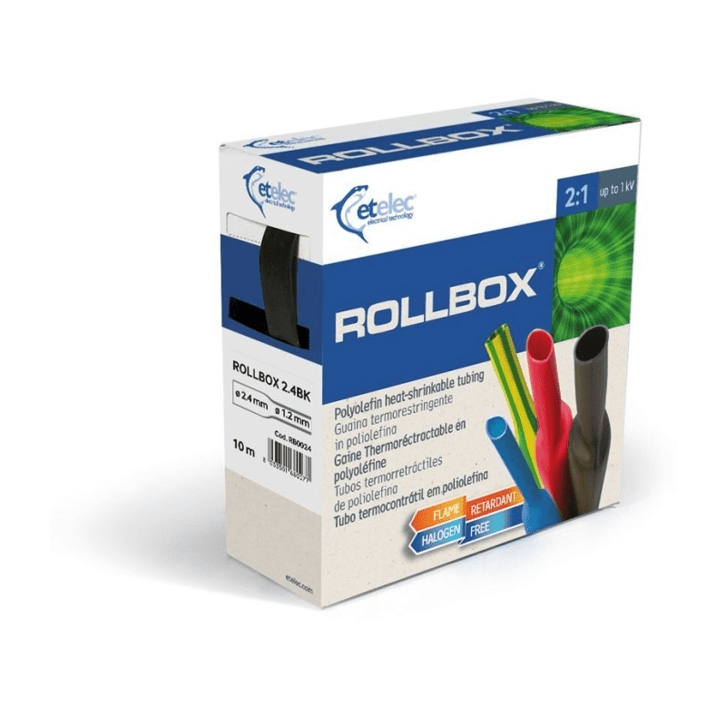 Guaina Termorestringente 25,4/12,7Mm Giallo/Verde in Box da 1,5Mt Etelec RB3254