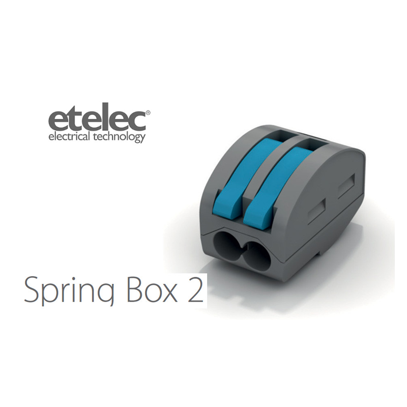 Connettore Isolato a Leve 1 Polo e 2 Conduttori SpringBox2 Etelec SBOX2