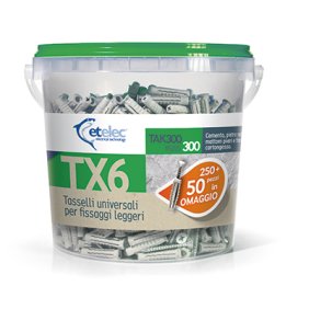 Tasselli TX6 6x30Mm in Barattolo da 300 + 50 Pz Etelec TAK300