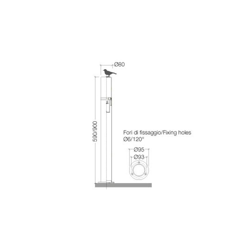 Colonnina in Acciaio Inox E27 New Stelo Mareco 1051101A