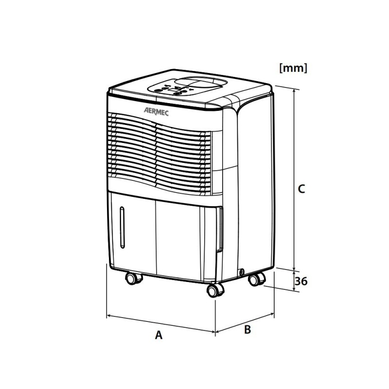 Deumidificatore portatile monoblocco con Gas R920 10LT Aermec DML100