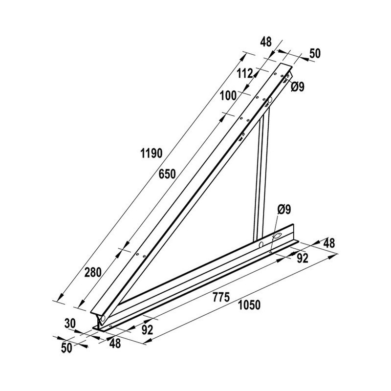 Triangolo Preassemblato per Moduli Verticali e Orizzontali Fischer STFN 25°-30°-35°