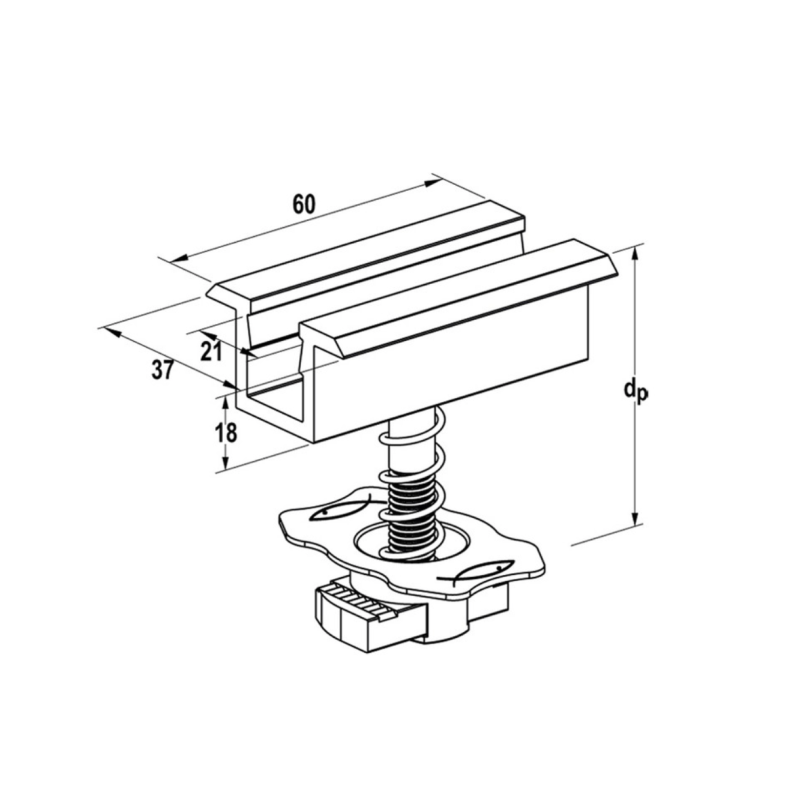 Morsetto Centrale in Alluminio per Fotovoltaico con Cornice Fischer PMC 33-39