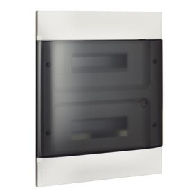 Centralino da incasso Bticino E315P24 con portello fumè per 24 moduli DIN (2x12) linea "Habita"