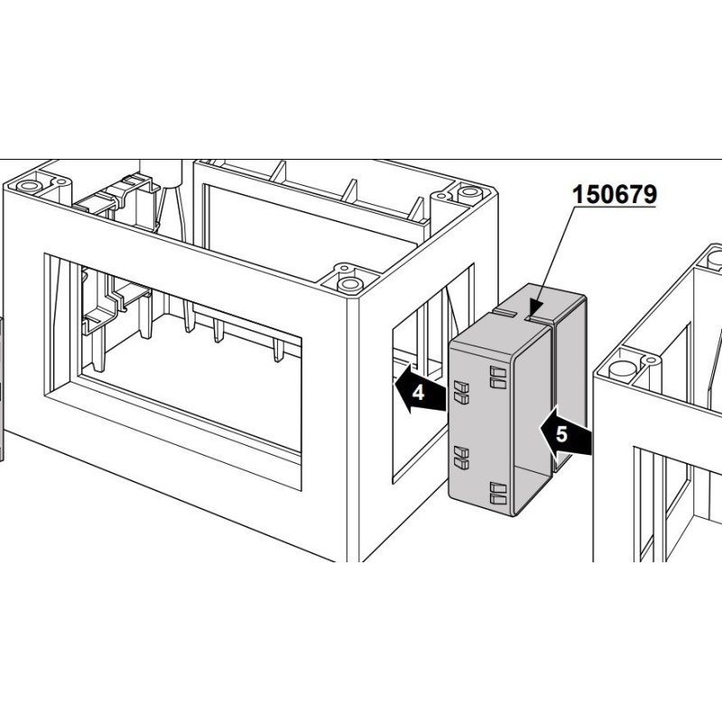 Accessorio per affiancamento orizzontale torrette bifacciali Bticino 150679 disegno
