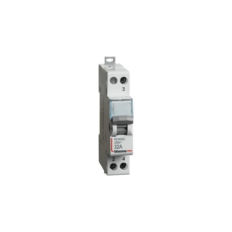 Commutatore con zero centrale 1NO 32A 1 modulo DIN Bticino F61N32C