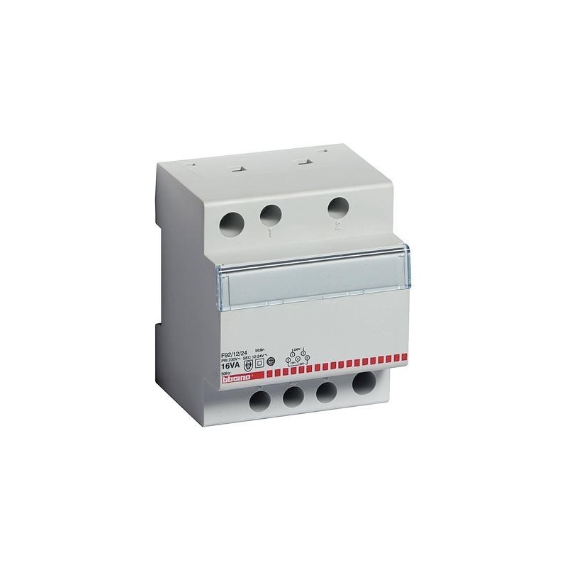 Trasformatore monofase IN 230 V - OUT 12/24 V - 16 VA - 4 moduli DIN Bticino F21/12/24