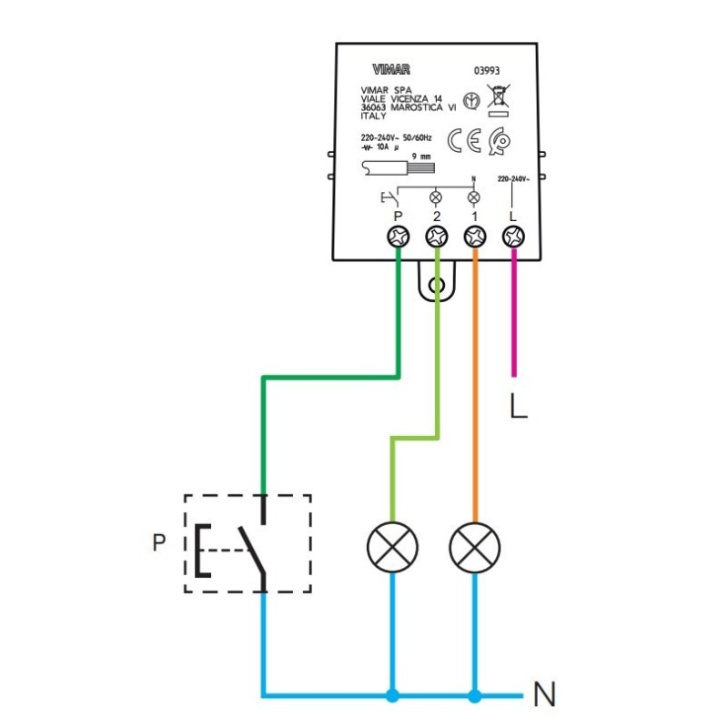 Rele' Quid Vimar Silenzioso funzione commutatore Vimar 03993 schema di montaggio