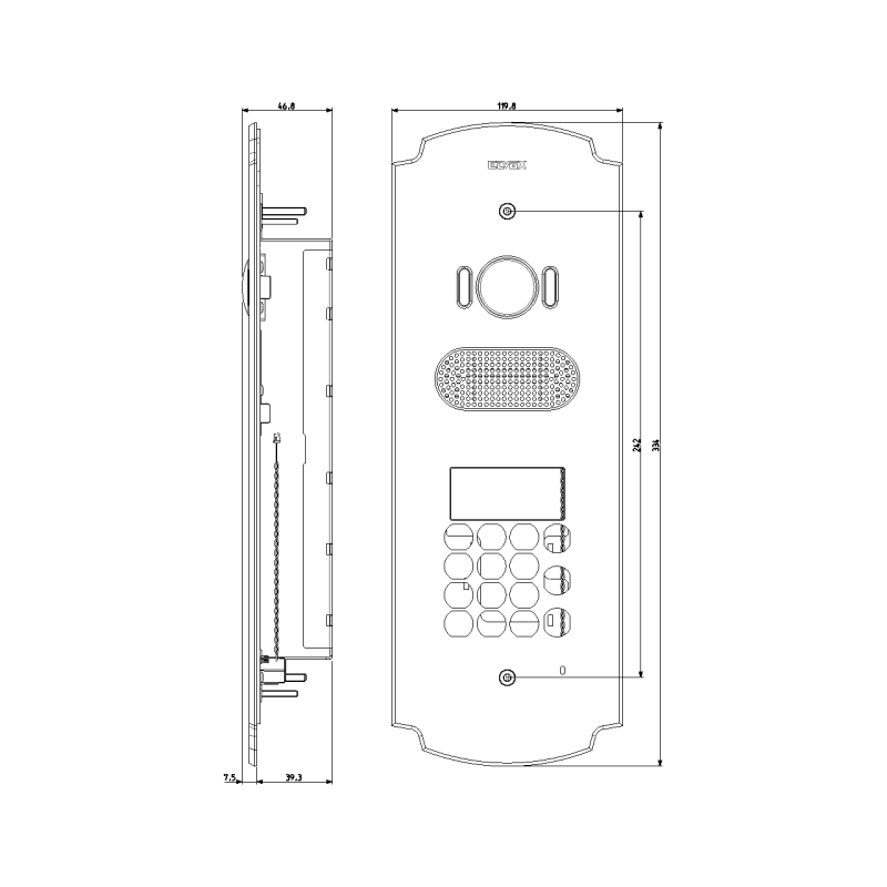 Kit Audio Video Ottone Satinato con Tastiera e Display Espandibile Due Fili Plus Patavium ELVOX K41641