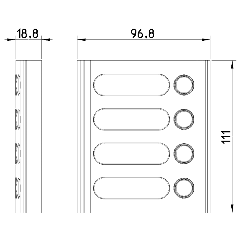 Frontale con Quattro Tasti e Cartellini Portanome Serie TARGA ELVOX 8004