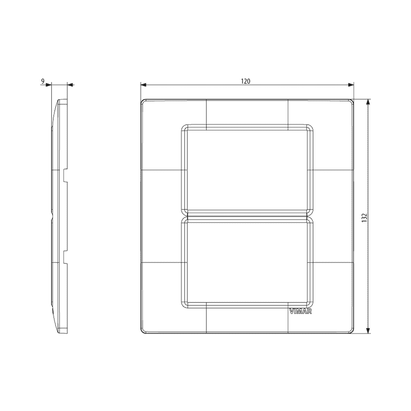 Placca Vimar Plana 3+3 moduli bianco in tecnopolimero  codice 14659.01