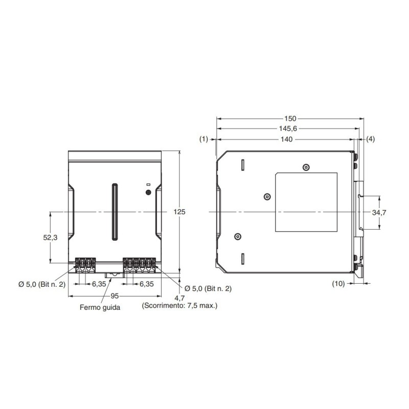 Alimentatore Switching Attacco Din 24V 480W Omron S8VK-C48024 dimensioni