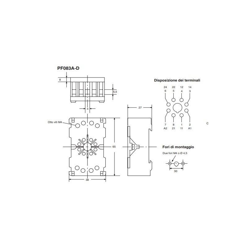 Zoccolo per rele' octal Omron PF083AE-1-113520