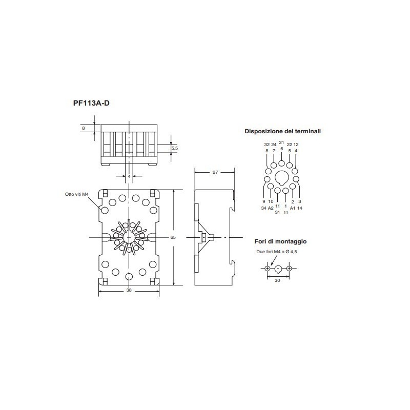 Zoccolo per rele' undecal Omron PF113AE-1-156801