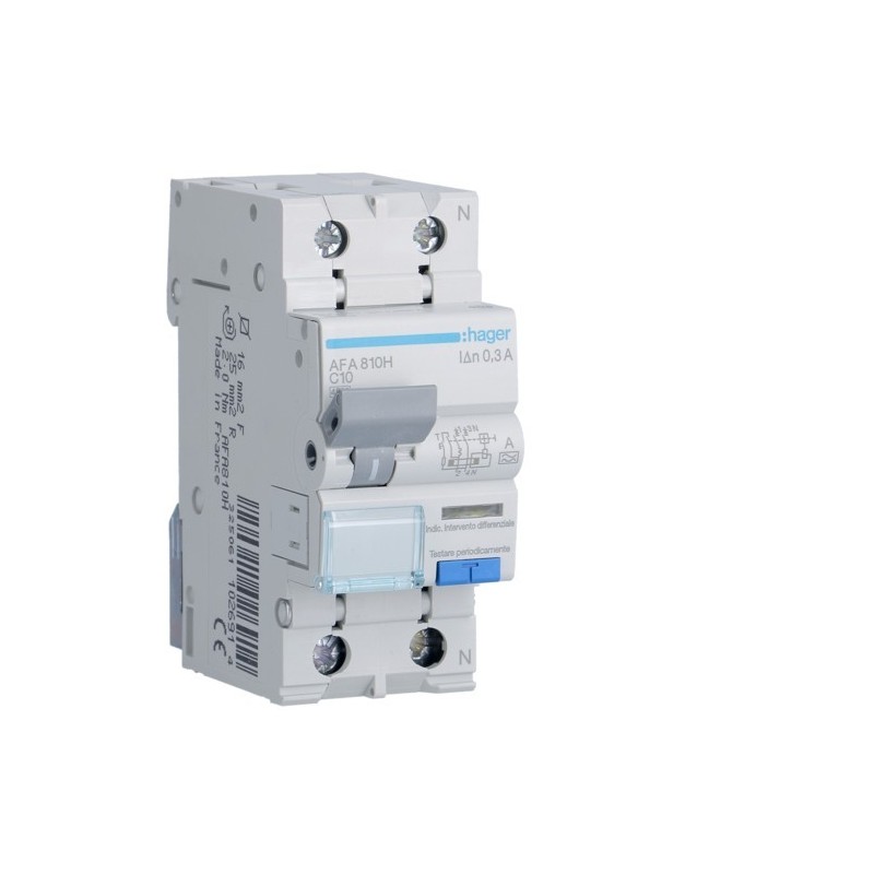 Magnetotermico Differenziale 1 Polo+N 10A 300MA A 4,5KA Hager AFA810H
