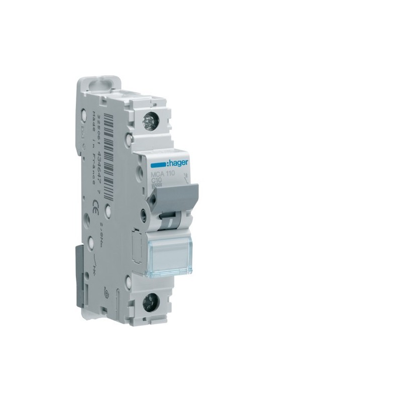 Magnetotermico 1 Polo 10A 6 KA C 1 Modulo Hager MCA110