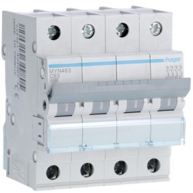 Magnetotermico 4 Poli 63A 4,5KA C 4 Moduli Hager MYN463
