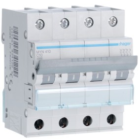 Magnetotermico 4 Poli 10A 4,5KA C 4 Moduli Hager  MYN410