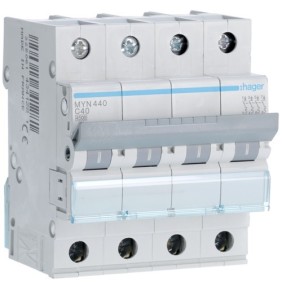 Magnetotermico 4 Poli 40A 4,5KA C 4 Moduli Hager  MYN440