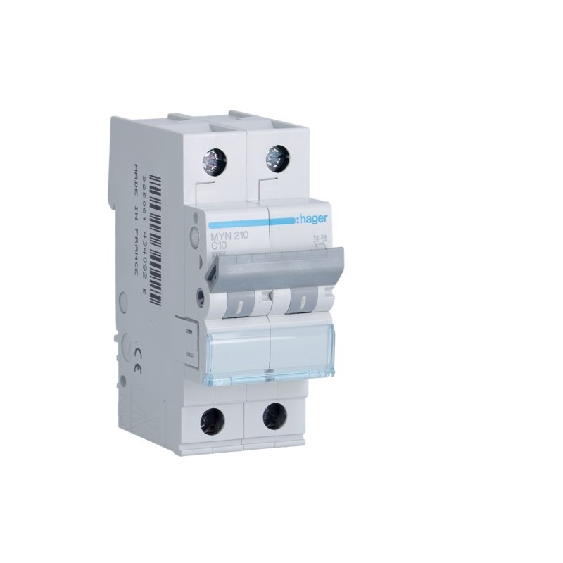 Magnetotermico 2 Poli 6A 4,5KA C 2 Moduli Hager MYN206