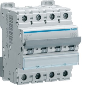 Magnetotermico 4 Poli 10A 6KA C 4 Moduli Hager  MCA410