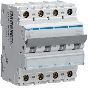 Magnetotermico 4 Poli 16A 6KA C 4 Moduli Hager  MCA416