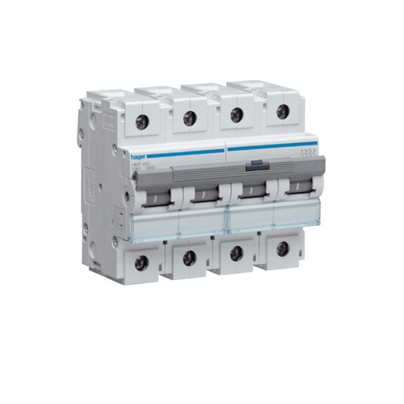 Magnetotermico 4 Poli 80A 10KA C 6 Moduli Hager  HMF480