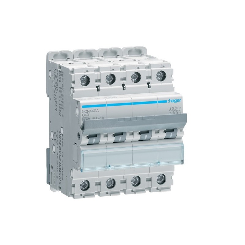 Magnetotermico 4 Poli 40A 10KA C 4 Moduli Hager NCN440A