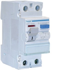 Differenziale Puro 2 Poli 25A 30MA AC 2 Moduli Hager CDC724H