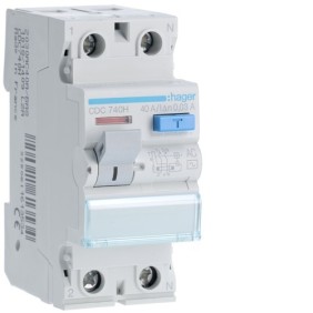 Differenziale Puro 2 Poli 40A 30MA AC 2 Moduli Hager CDC740H