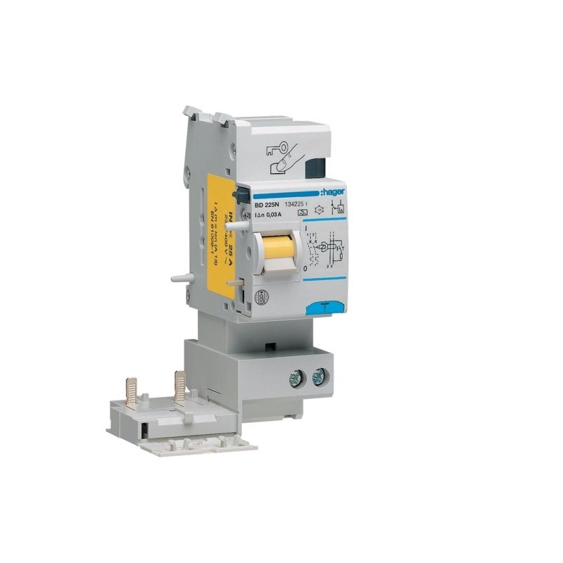 Blocco Differenziale 2 Poli 25A 30MA A 2 Moduli Hager  BD225N