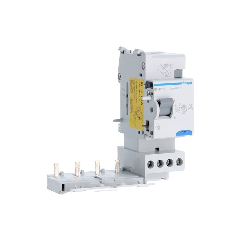 Blocco Differenziale 4 Poli 25A 300MA AC 2 Moduli Hager  BF426N