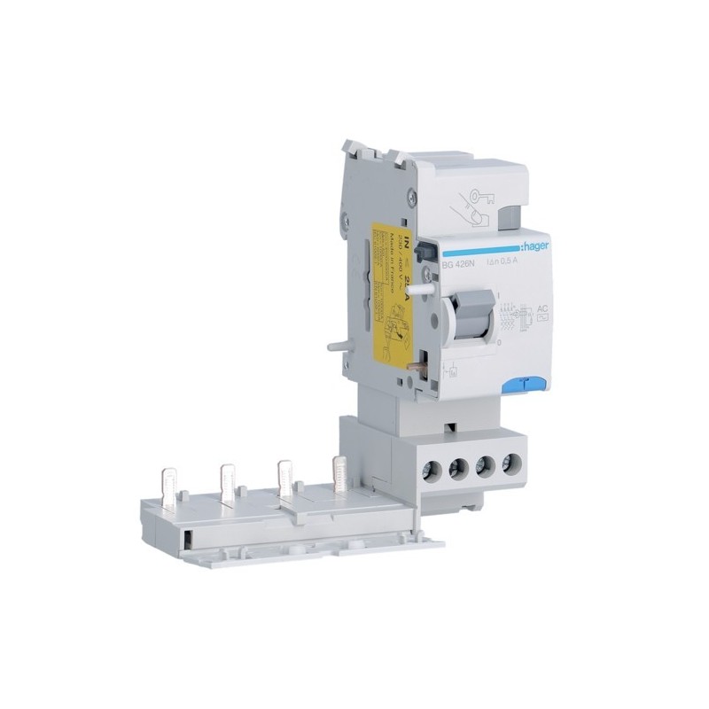 Blocco Differenziale 4 Poli 25A 500MA AC 2 Moduli Hager  BG426N