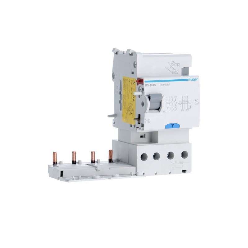Blocco Differenziale 4 Poli 63A 500MA AC 3 Moduli Hager  BG464N