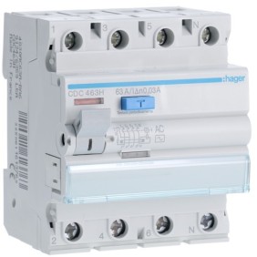 Differenziale Puro 4 Poli 63A 30MA AC 4 Moduli  accessoriabile Hager  CDC463H