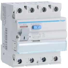 Differenziale Puro 4 Poli 63A 300MA AC 4 Moduli accessoriabile Hager  CFC463H