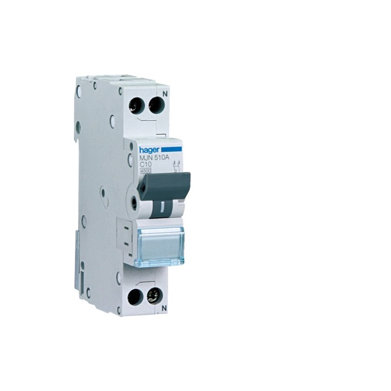 Magnetotermico 1 Polo+N 10A 4,5KA C 1 Modulo Hager  MJN510A