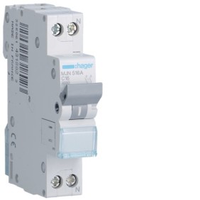 Magnetotermico 1 Polo+N 16A 4,5KA C 1 Modulo Hager  MJN516A