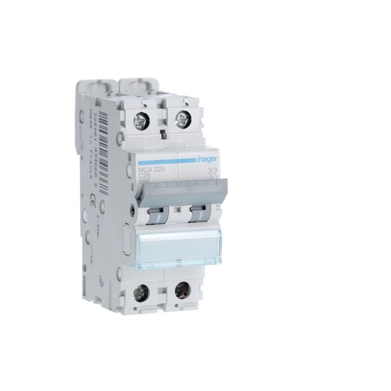 Magnetotermico 2 Poli 25A 6KA C 2 Moduli Hager  MCA225