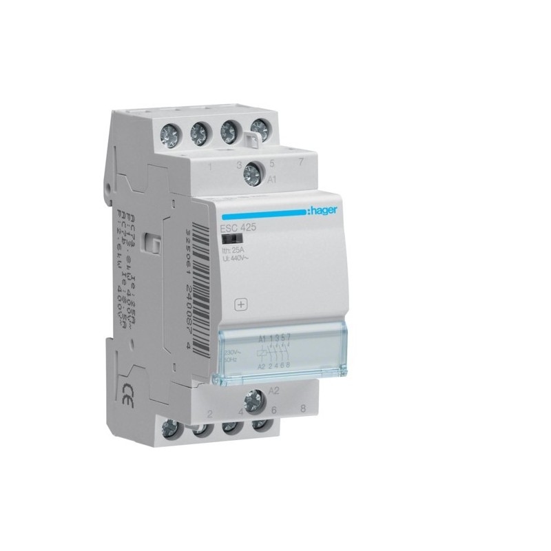 Contattore 25A 4NA 230VAC 2 Moduli Hager  ESC425