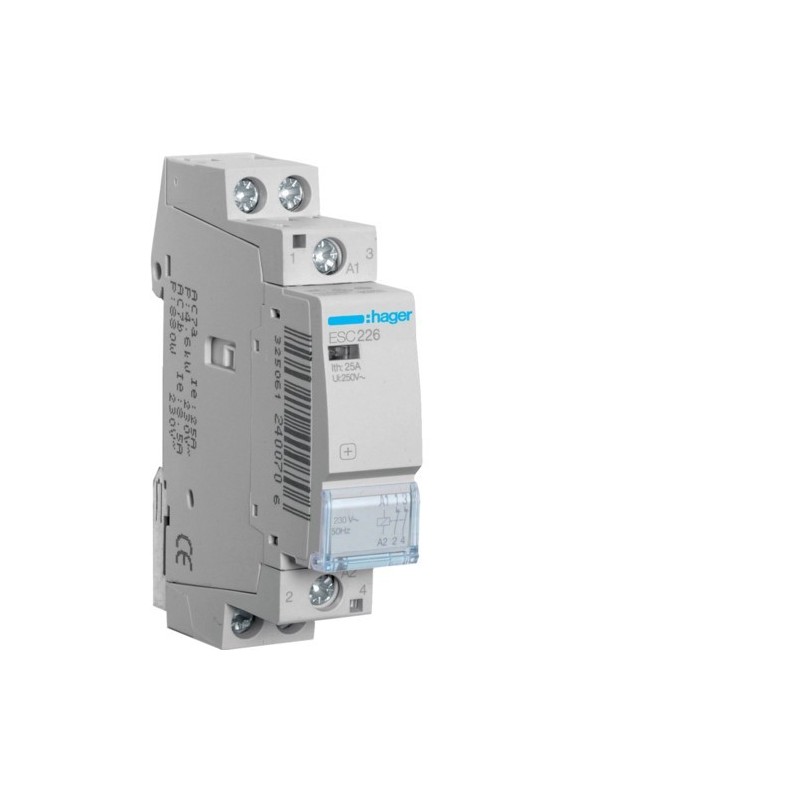 Contattore 25A 2NC 230VAC 1 Modulo Hager ESC226