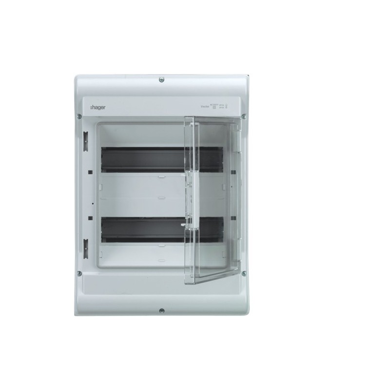 Centralino da parete IP65 24 Moduli Porta trasparente Hager  VE212G