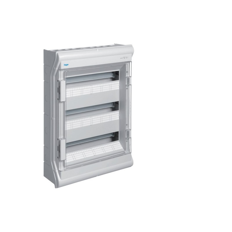 Centralino da parete IP65 54 Moduli Porta trasparente Hager  VE318G