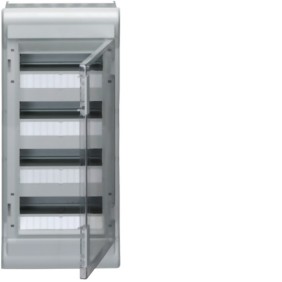 Centralino da parete IP65 48 Moduli su quattro file Porta trasparente Hager VE412G