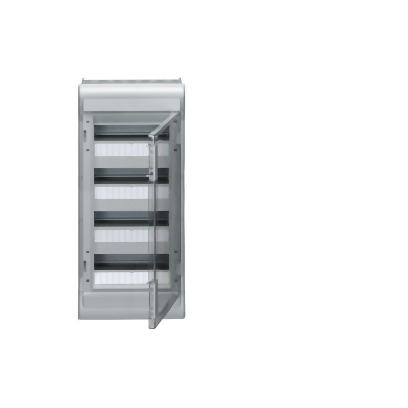 Centralino da parete IP65 48 Moduli su quattro file Porta trasparente Hager VE412G