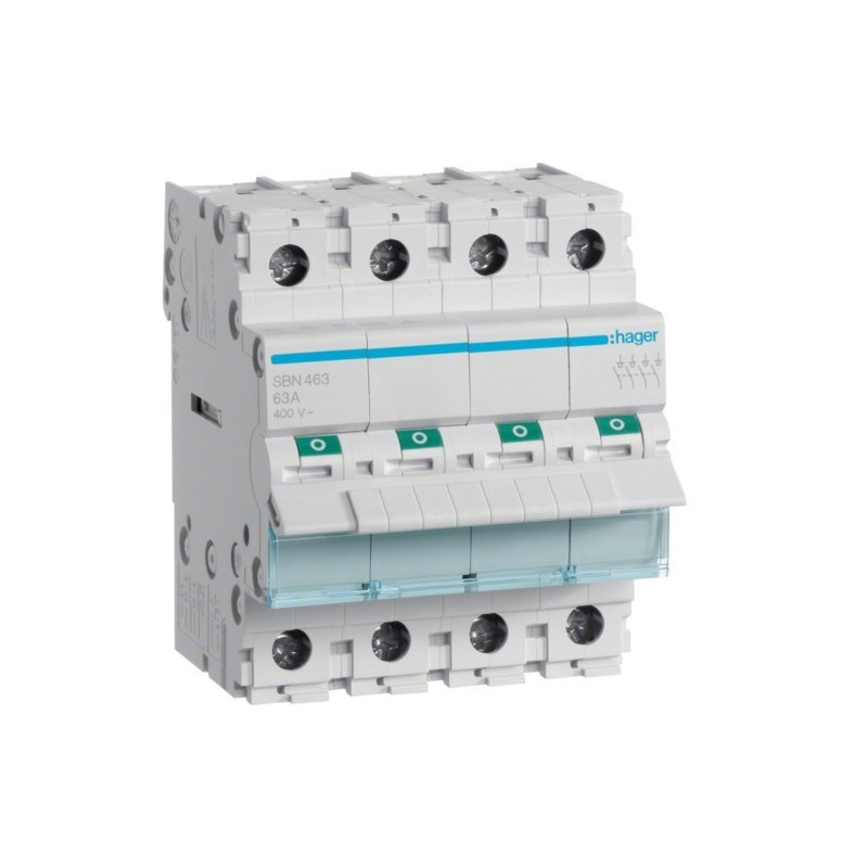 Sezionatore 4 Poli 63A 4 Moduli Hager SBN463