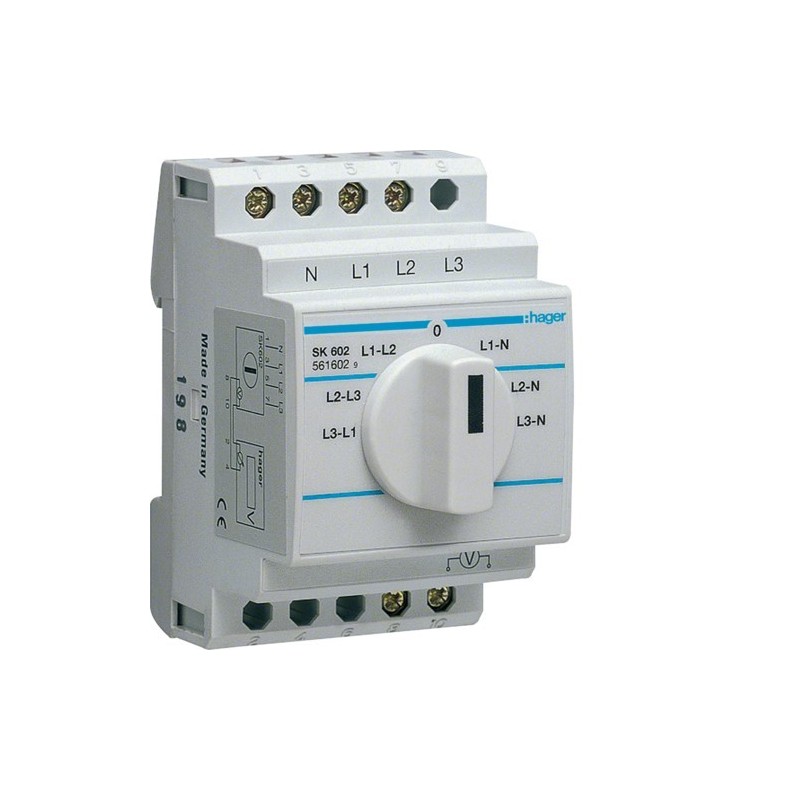 Commutatore voltmetrico 3 Moduli Hager SK602